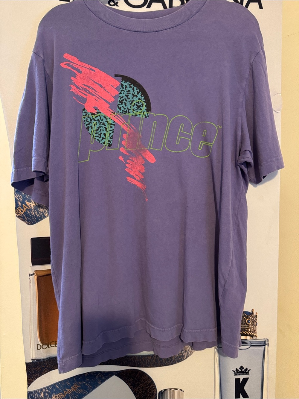 Abercrombie & Fitch vintage Prince LavenderTee with Neon Pink and Lime Accen